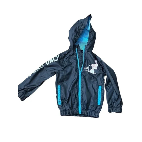 Looney Tunes Members Only Jacket Full Zip Graphic Print Black Blue kids Size 4 - Picture 1 of 5